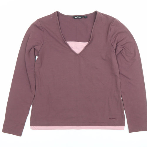 Rohan Womens Purple Long Sleeve V-Neck T-Shirt Top Size S