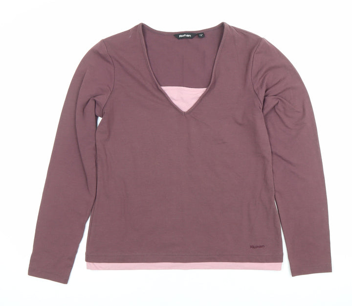 Rohan Womens Purple Long Sleeve V-Neck T-Shirt Top Size S