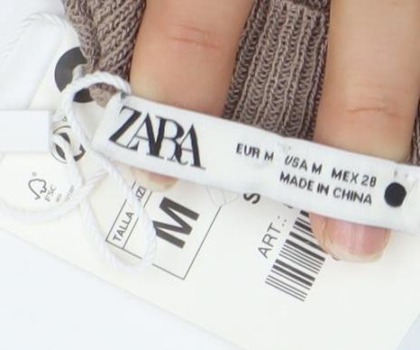 Zara Women Brown Knit Long Sleeve Crew Neck Blouse Size M