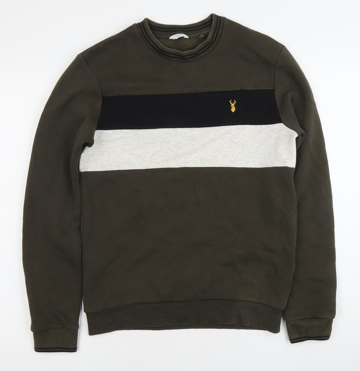 Next Men’s Green Striped Sweatshirt Small Crew Neck Pullover