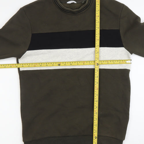 Next Men’s Green Striped Sweatshirt Small Crew Neck Pullover