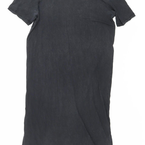 ICHI Womens Black XS T-Shirt Dress Short Sleeve Casual