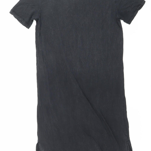 ICHI Womens Black XS T-Shirt Dress Short Sleeve Casual