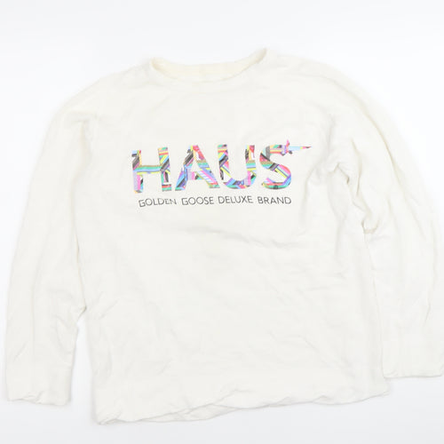 Golden Goose Deluxe Brand Women White XS Pullover Sweatshirt Logo Print