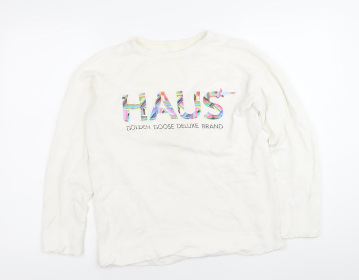 Golden Goose Deluxe Brand Women White XS Pullover Sweatshirt Logo Print