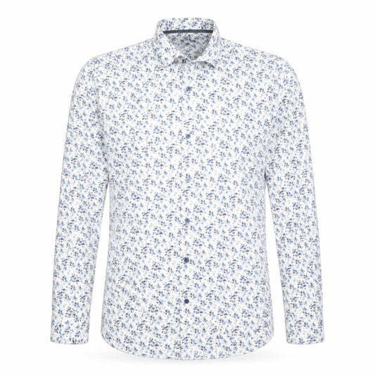 Remus Uomo Men’s White Floral Slim Fit Dress Shirt Size 16 M