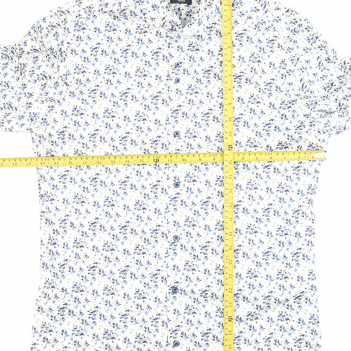 Remus Uomo Men’s White Floral Slim Fit Dress Shirt Size 16 M