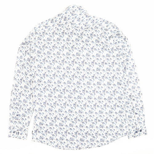 Remus Uomo Men’s White Floral Slim Fit Dress Shirt Size 16 M