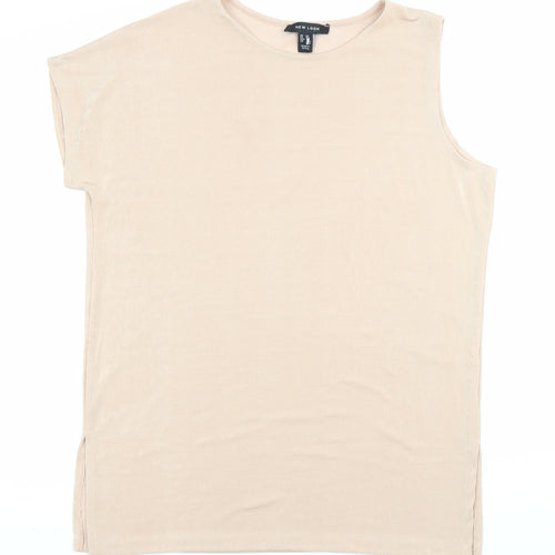 New Look Women’s Beige Size 14 Sleeveless Jersey T-Shirt