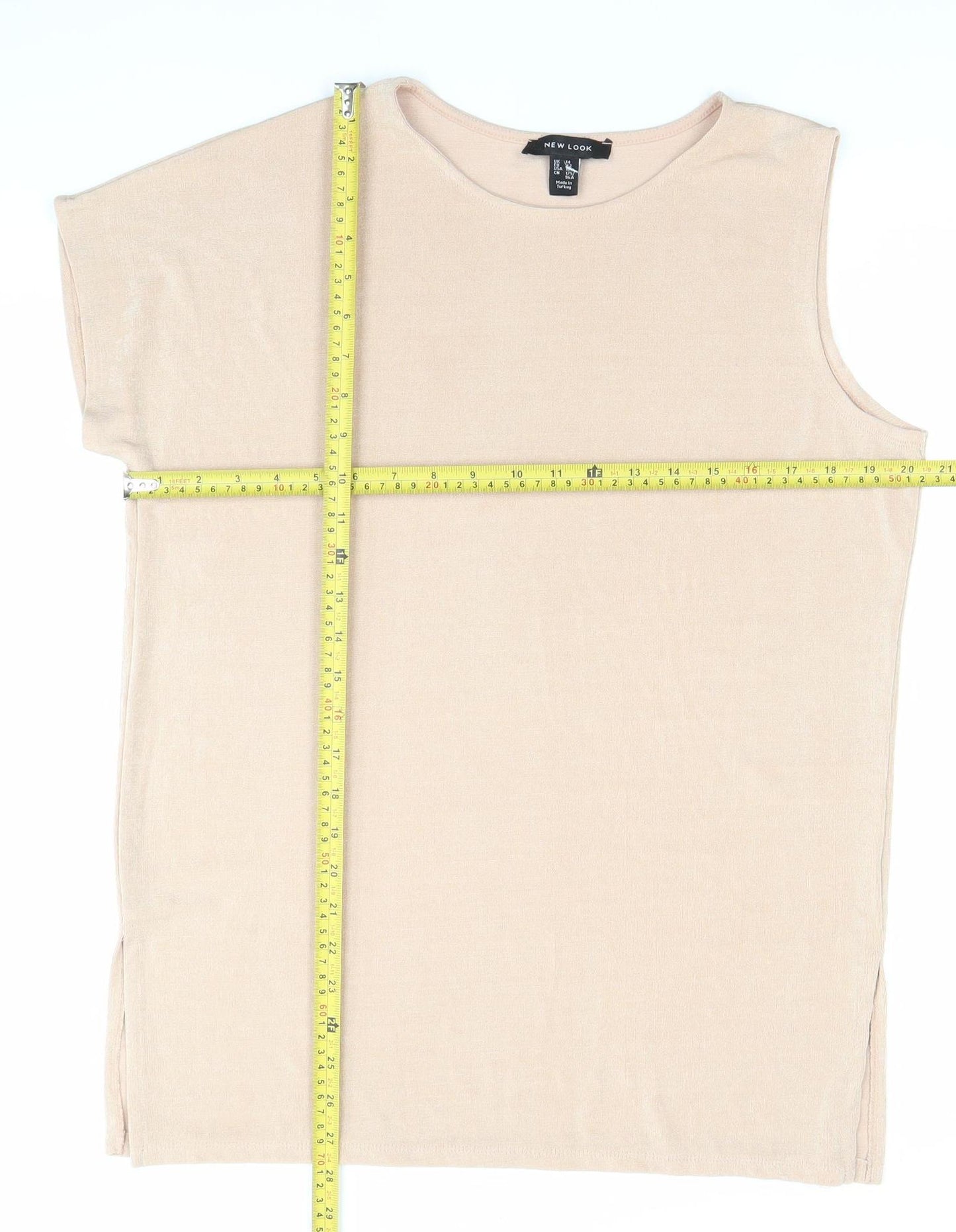 New Look Women’s Beige Size 14 Sleeveless Jersey T-Shirt