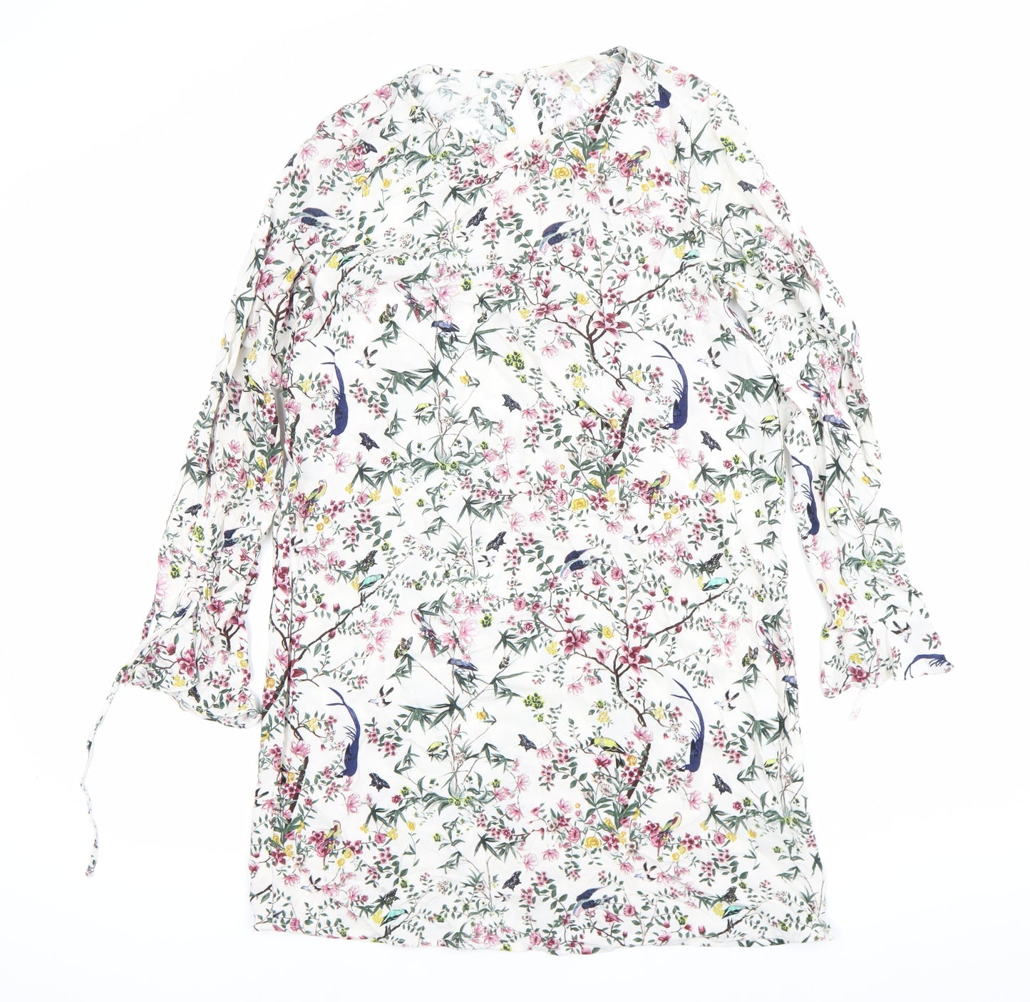 H&M Women’s Multicoloured Floral Shift Dress Size 6 Long Sleeve