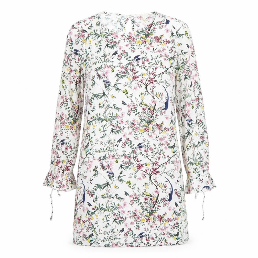 H&M Women’s Multicoloured Floral Shift Dress Size 6 Long Sleeve
