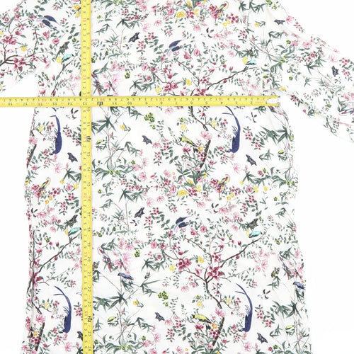 H&M Women’s Multicoloured Floral Shift Dress Size 6 Long Sleeve