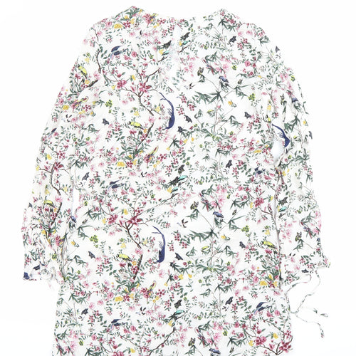 H&M Women’s Multicoloured Floral Shift Dress Size 6 Long Sleeve