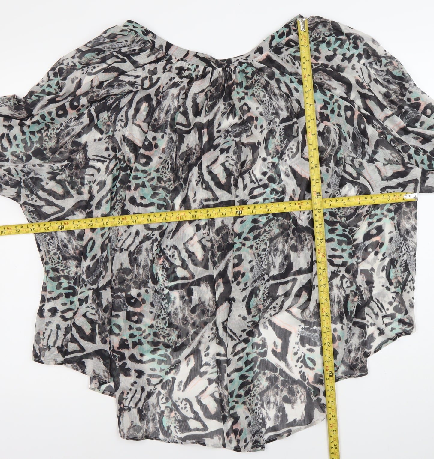 Sonder Studio Women’s Multicoloured Animal Print Chiffon Blouse Size 8
