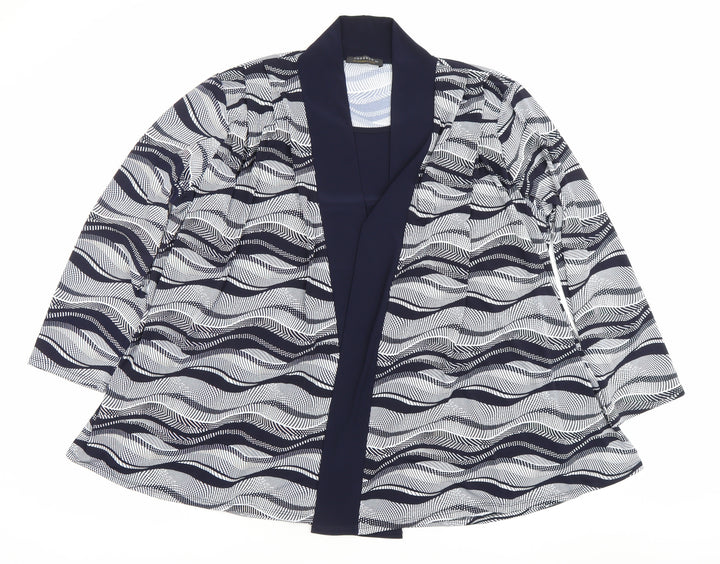 Forever by Michael Gold Womens Black White XL Kimono Blouse