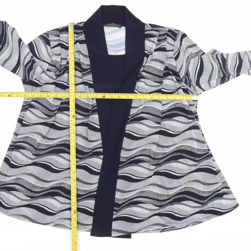 Forever by Michael Gold Womens Black White XL Kimono Blouse