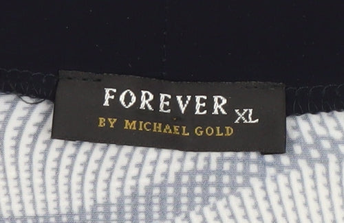 Forever by Michael Gold Womens Black White XL Kimono Blouse