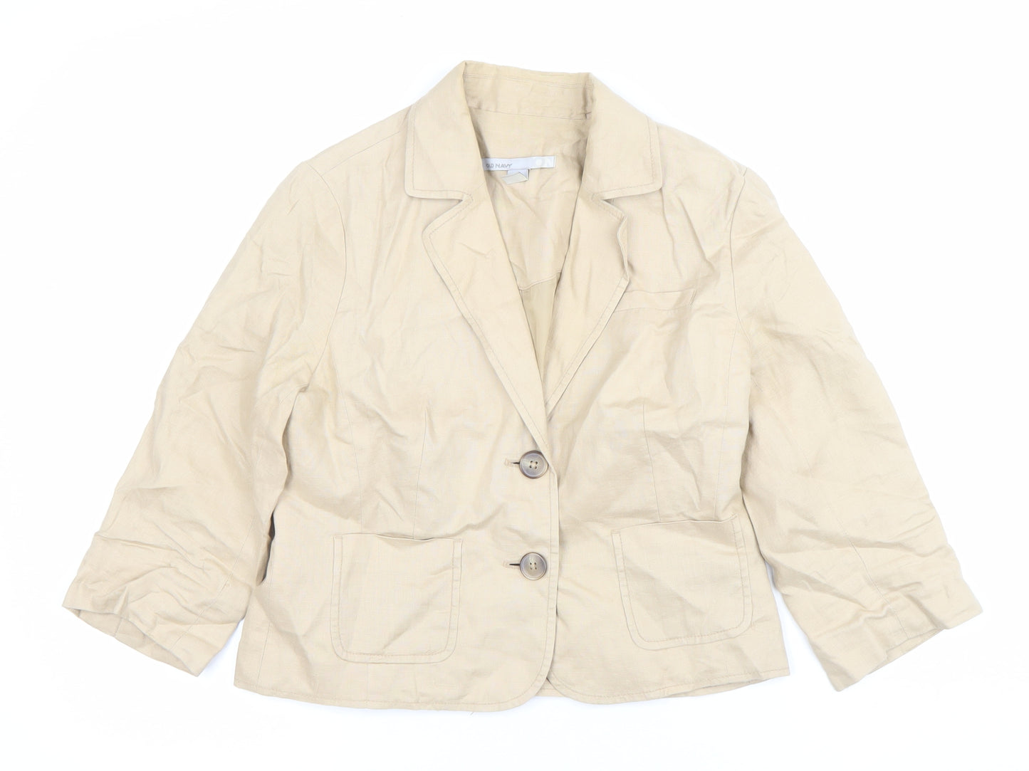 Old Navy Women’s Beige Linen Blazer Jacket Size S Notch Lapel