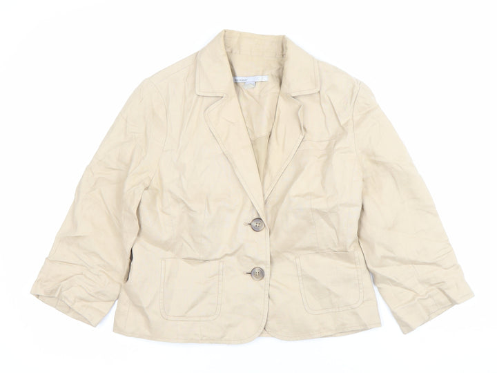 Old Navy Women’s Beige Linen Blazer Jacket Size S Notch Lapel