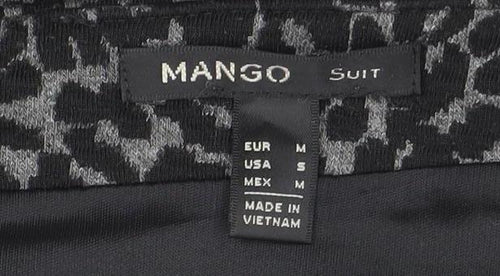 Mango Women Black Leopard Print A-Line Short Skirt Size 12