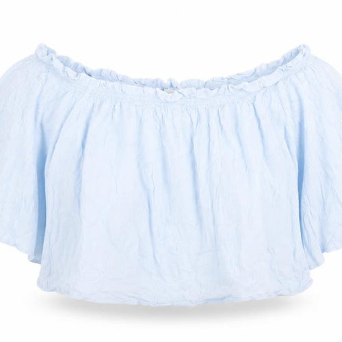 Bershka Women’s Blue Off Shoulder Viscose Blouse Size L