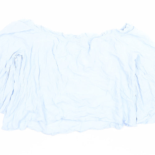 Bershka Women’s Blue Off Shoulder Viscose Blouse Size L