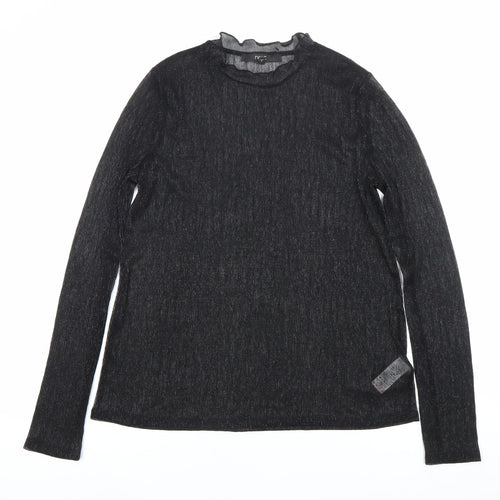 Next Women’s Black Glitter High Neck Long Sleeve Blouse UK 10