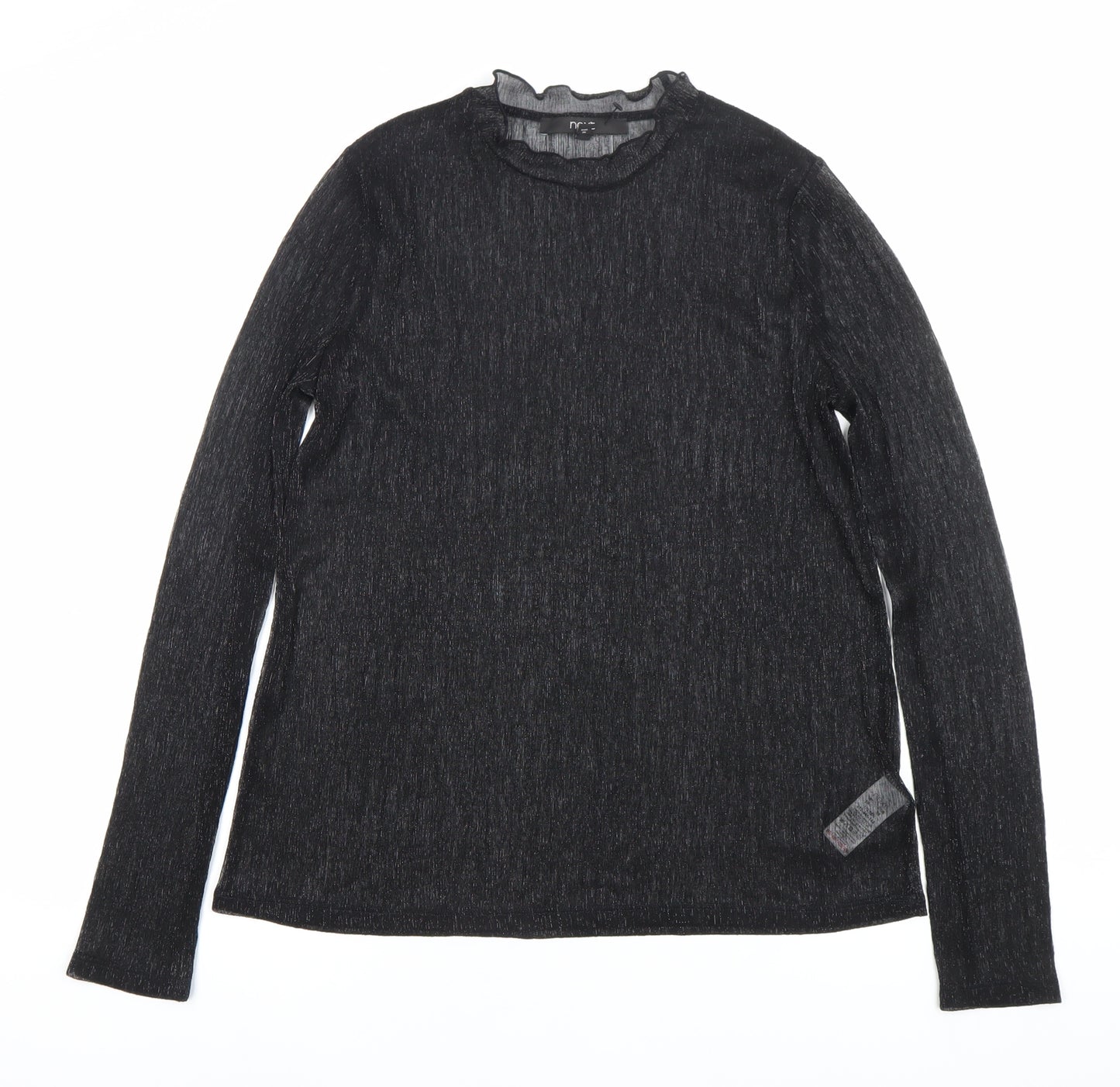 Next Women’s Black Glitter High Neck Long Sleeve Blouse UK 10