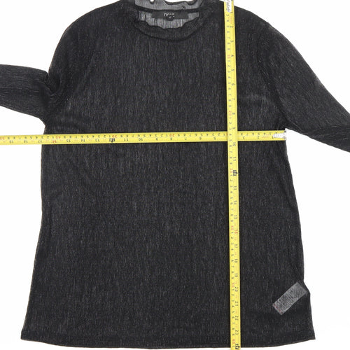 Next Women’s Black Glitter High Neck Long Sleeve Blouse UK 10