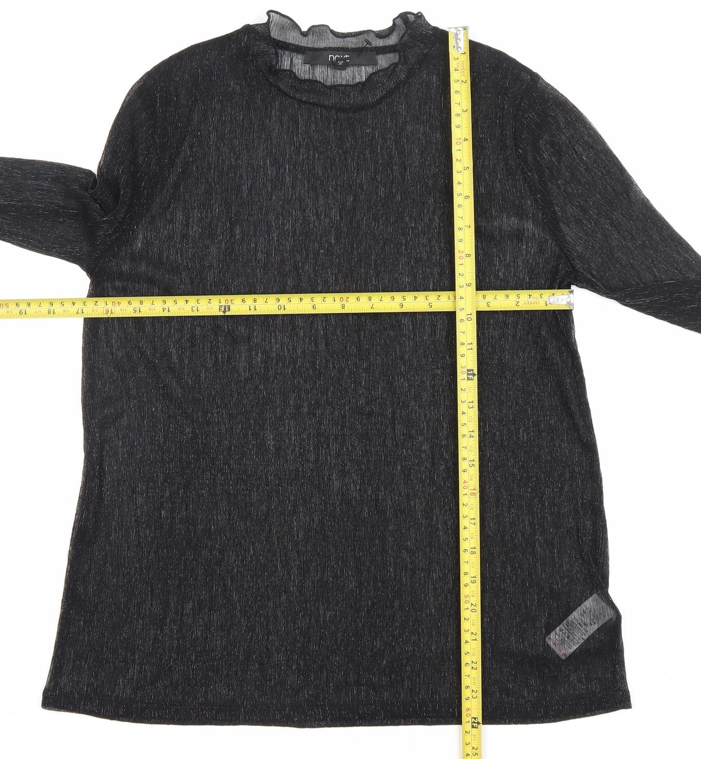 Next Women’s Black Glitter High Neck Long Sleeve Blouse UK 10