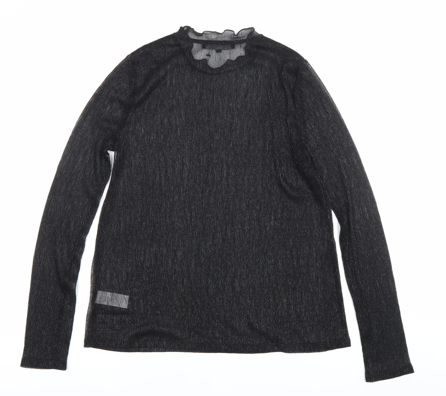 Next Women’s Black Glitter High Neck Long Sleeve Blouse UK 10