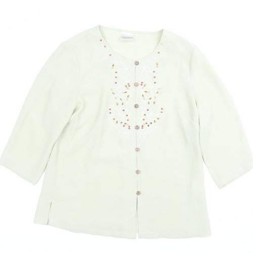 Eastex Womens Green Beaded Embroidered Tunic Blouse UK 10