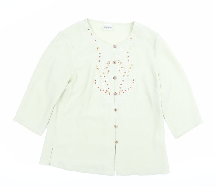 Eastex Womens Green Beaded Embroidered Tunic Blouse UK 10