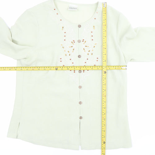 Eastex Womens Green Beaded Embroidered Tunic Blouse UK 10