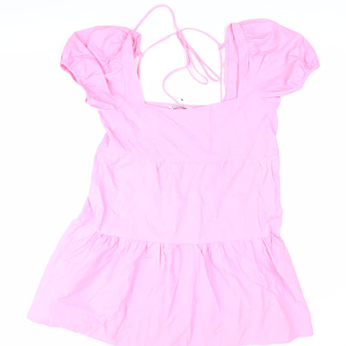 Stradivarius Women’s Pink Puff Sleeve Skater Dress Size 12