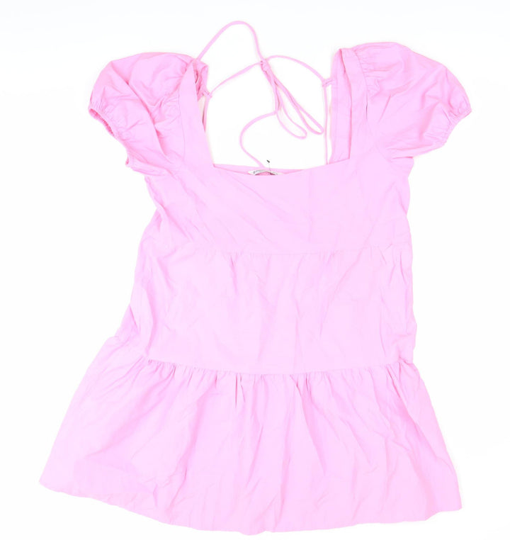 Stradivarius Women’s Pink Puff Sleeve Skater Dress Size 12