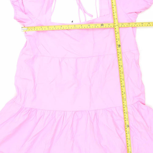 Stradivarius Women’s Pink Puff Sleeve Skater Dress Size 12