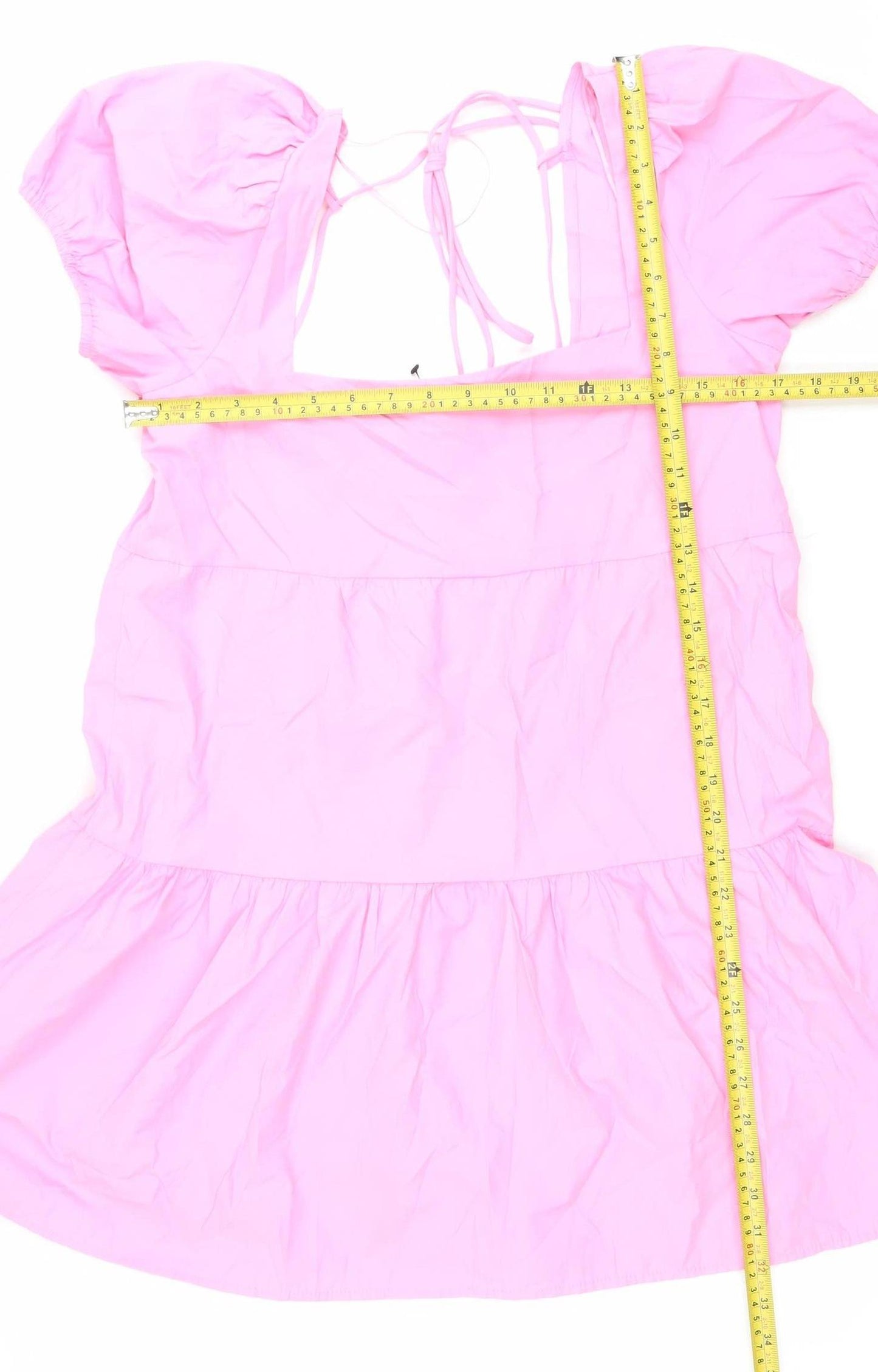 Stradivarius Women’s Pink Puff Sleeve Skater Dress Size 12