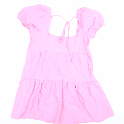 Stradivarius Women’s Pink Puff Sleeve Skater Dress Size 12