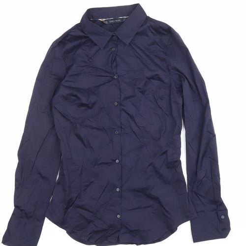 Zara Basic Women's Blue XS Slim Fit Long Sleeve Dress Shirt