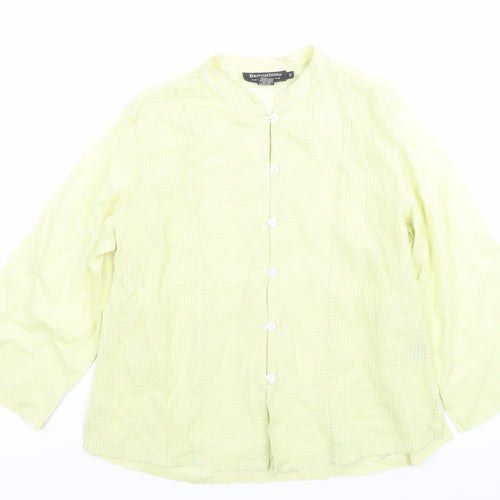 British India Womens Yellow Cotton Button-Up Shirt Size 12