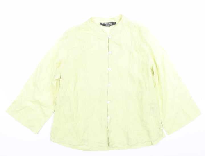 British India Womens Yellow Cotton Button-Up Shirt Size 12