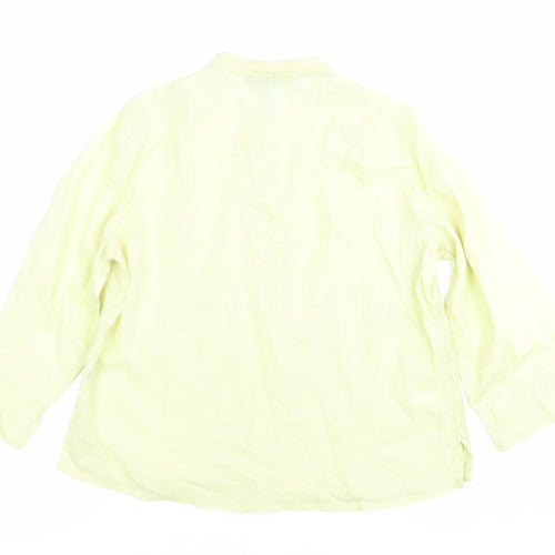 British India Womens Yellow Cotton Button-Up Shirt Size 12