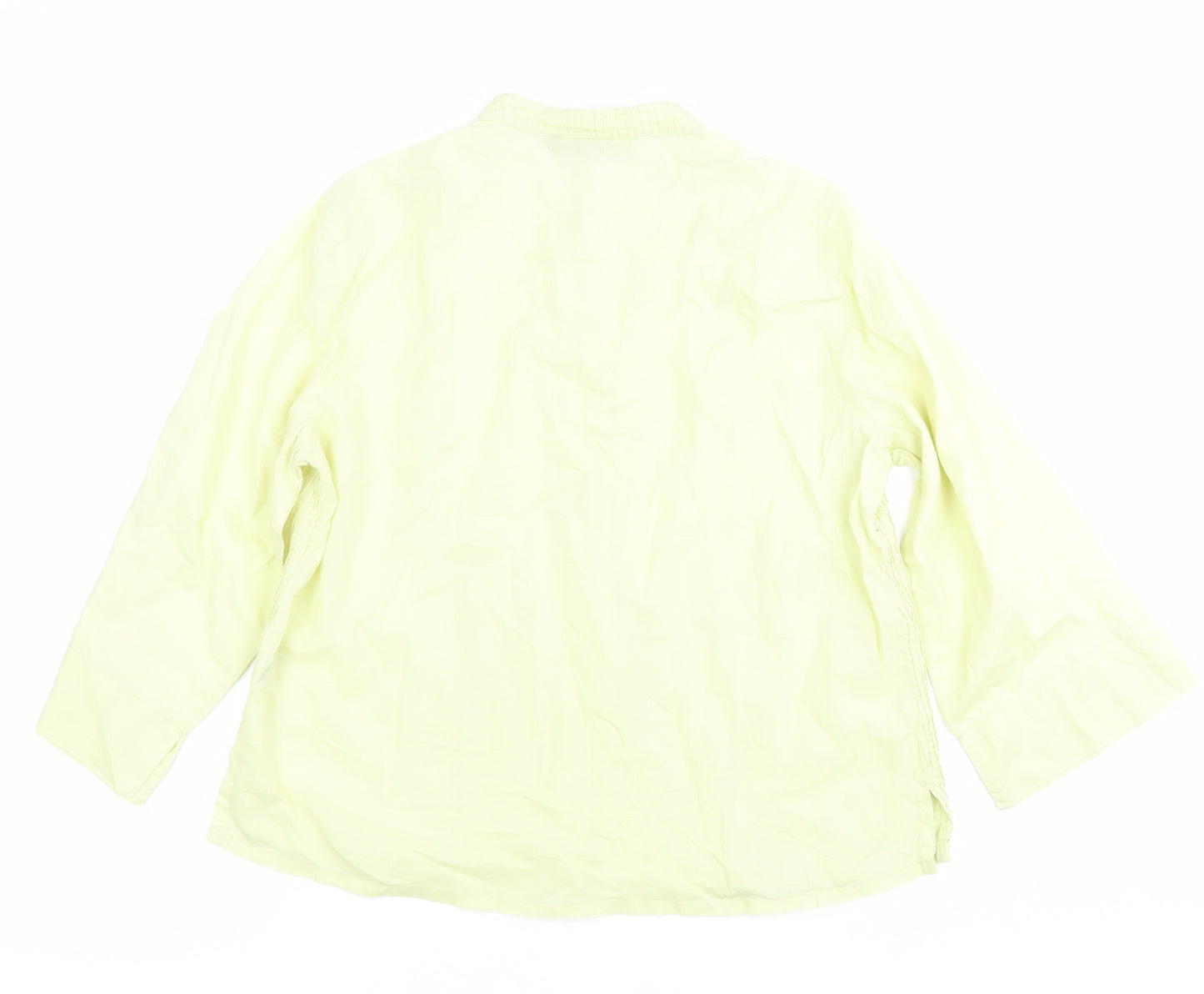 British India Womens Yellow Cotton Button-Up Shirt Size 12