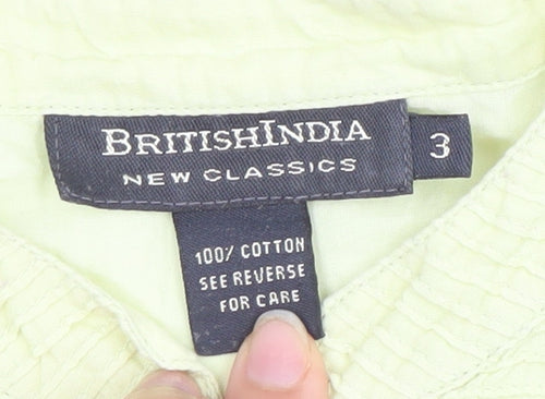 British India Womens Yellow Cotton Button-Up Shirt Size 12