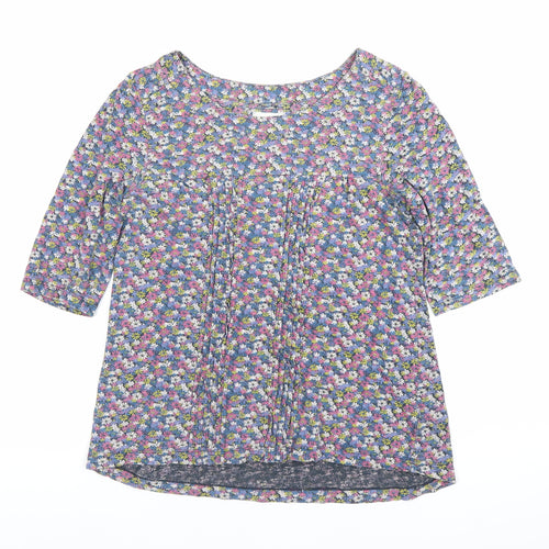 Mistral Women’s Multicoloured Floral Tunic Blouse L Cotton 3/4 Sleeve