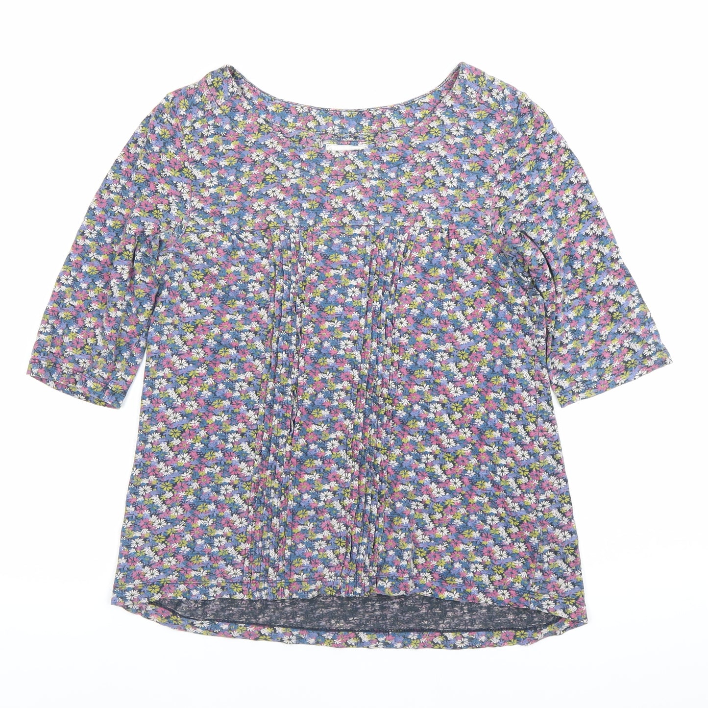 Mistral Women’s Multicoloured Floral Tunic Blouse L Cotton 3/4 Sleeve