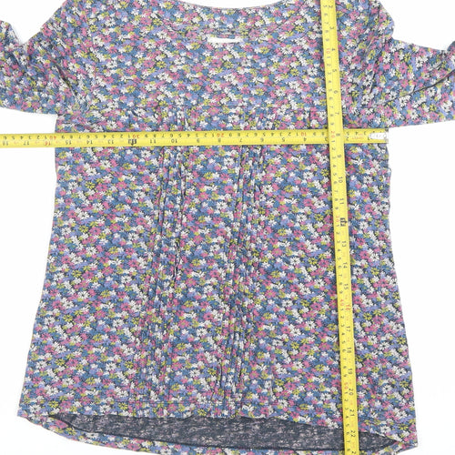 Mistral Women’s Multicoloured Floral Tunic Blouse L Cotton 3/4 Sleeve