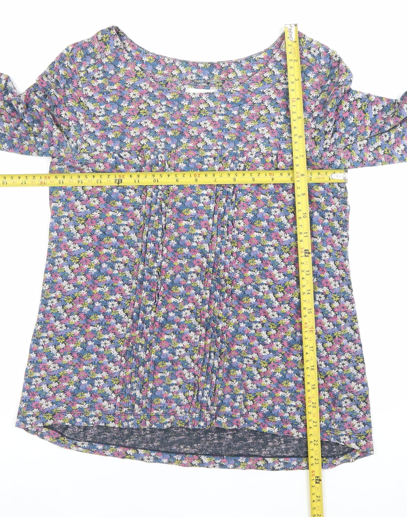 Mistral Women’s Multicoloured Floral Tunic Blouse L Cotton 3/4 Sleeve